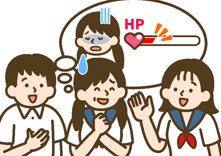 無理をして友達に合わせて、ストレスがかかっている女子中学生