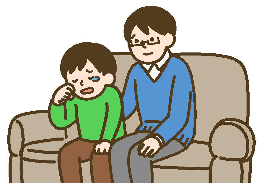 子供の困りごとを一緒に聞く父親